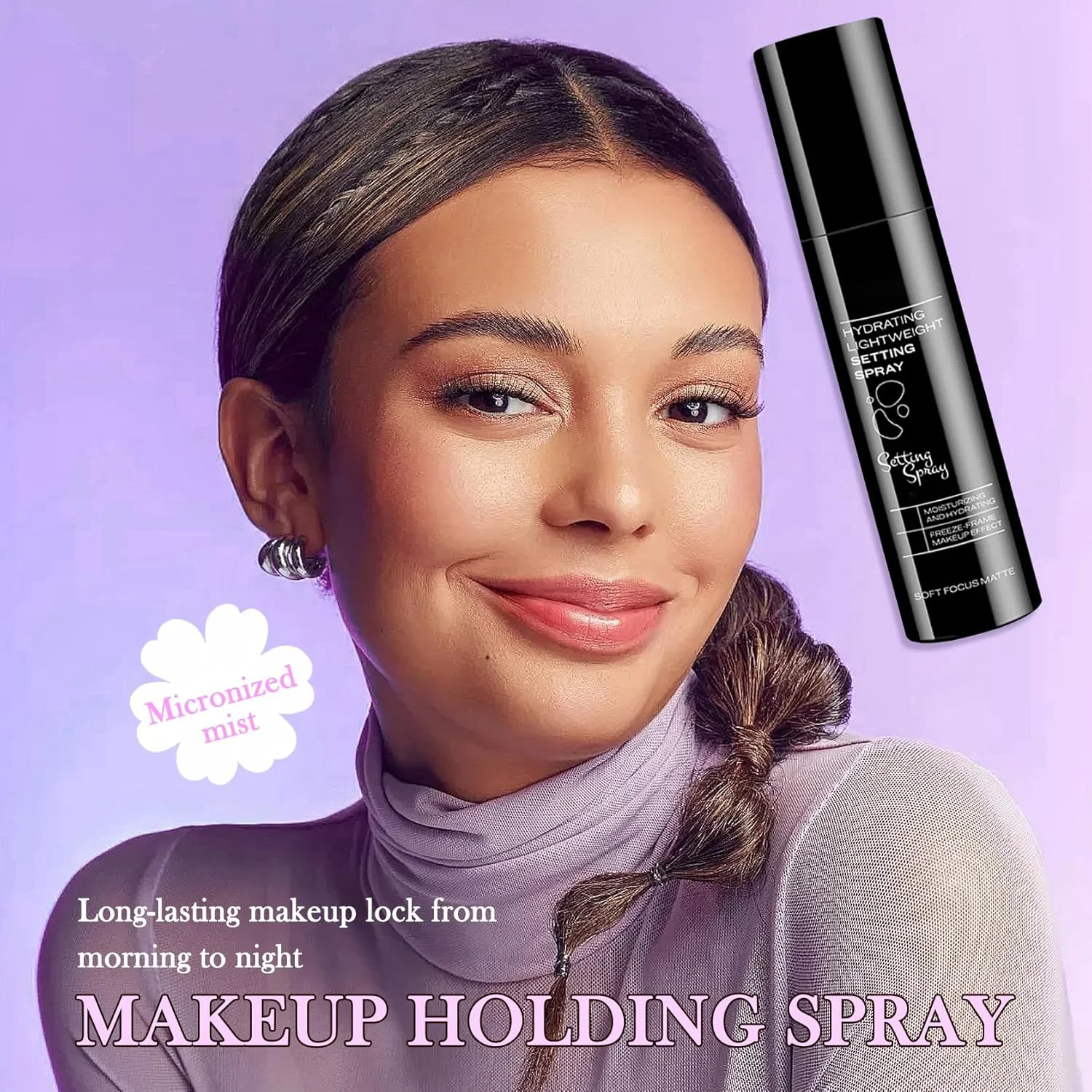 اسپری تثبیت کننده آرایش آبرسان 2 عددی، اسپری تثبیت کننده آرایش ماندگار، مه صورت براق و مات کننده، مه سبک کنترل کننده چربی صورت برای آرایش، 100 میلی لیتر