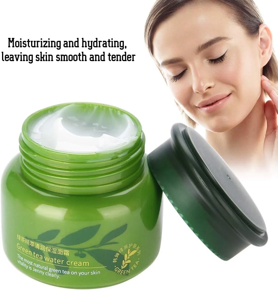 کرم صورت چای سبز 50 گرمی، کرم مرطوب کننده ضد پیری صورت - کرم ارگانیک، کرم سفت کننده و ترمیم کننده ضد چروک برای انواع پوست