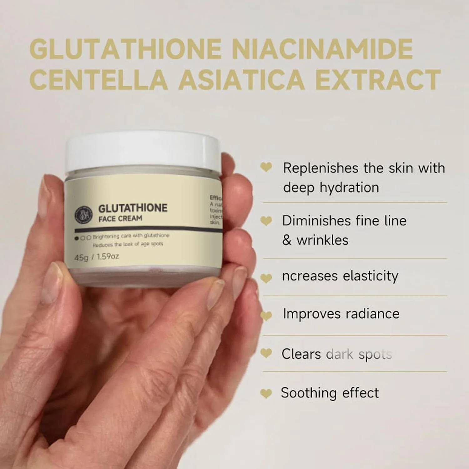 کرم گلوتاتیون تِریفی برای پوست خشک، کرم مرطوب کننده صورت، آبرسانی 24 ساعته، سفت کننده، حجیم کننده، پوست درخشان