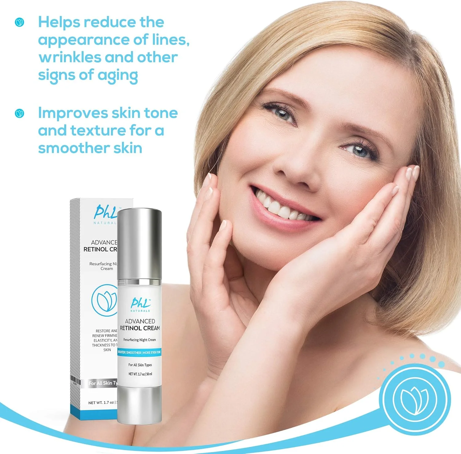 کرم ضد چروک رتینول با اسید هیالورونیک، نتایج سریع در 2-4 هفته، کرم شب مرطوب کننده ضد پیری برای زنان و مردان، حاوی گلاب، جوجوبا و آلوئه ورا - وگان، ساخت آمریکا، 50 میلی لیتر