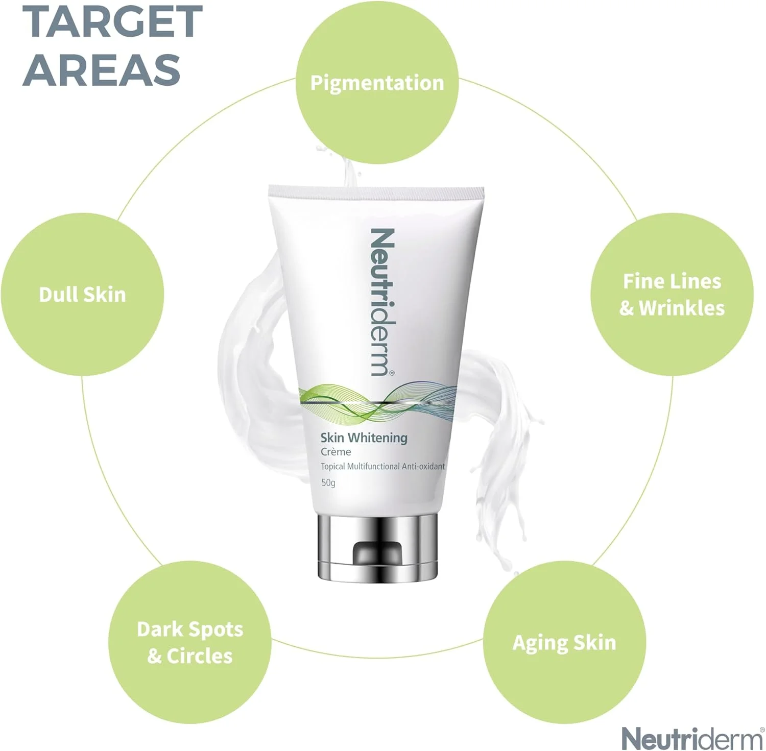 کرم روشن کننده پوست نوترودرم، اصلاح کننده رنگ پوست، کرم افزایش دهنده درخشندگی ایده آل برای کاهش لکه های تیره، اصلاح کننده ملاسما، کک و مک و لکه های ناشی از پیری، 50 گرم