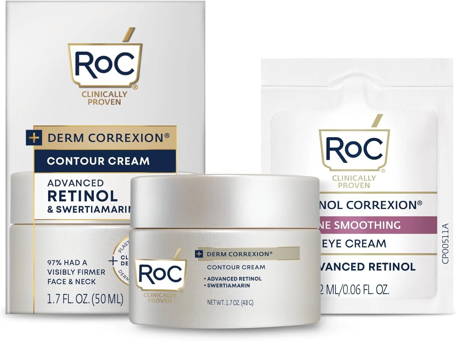 کرم گردن RoC Derm Correxion با اسید هیالورونیک و رتینول پیشرفته برای سفت کردن و لیفت خطوط افقی گردن، مرطوب کننده صورت برای فرم دادن به صورت، گردن و خط فک، 50 میلی لیتر