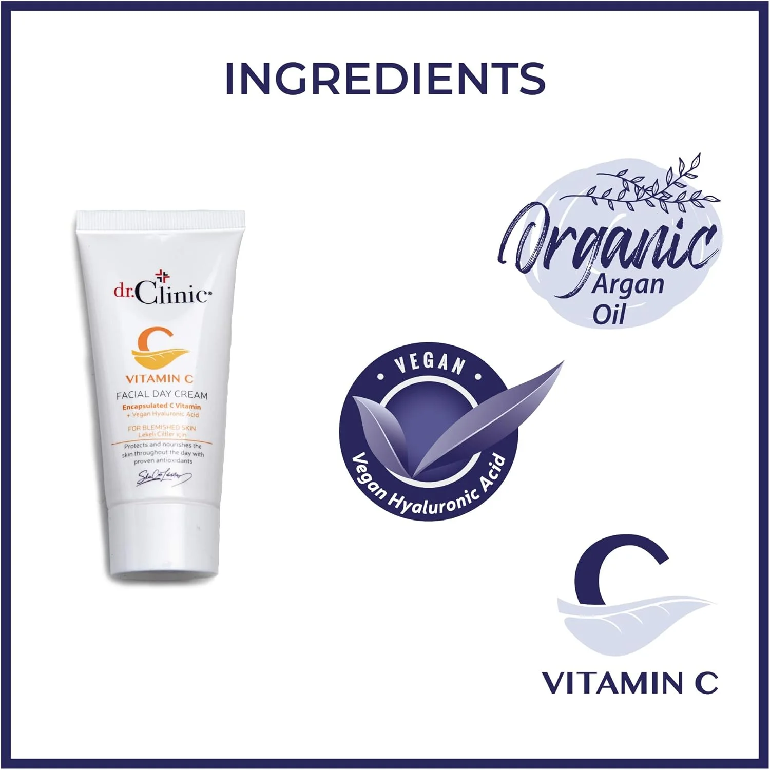 کرم روز صورت ویتامین C دکتر کلینیک | مرطوب کننده برای پوست های خشک | کرم ضد پیری پوست برای لکه های تیره و چین و چروک | درمان لک های آکنه مناسب برای انواع پوست | حاوی اسید هیالورونیک و روغن آرگان، 50 میلی لیتر