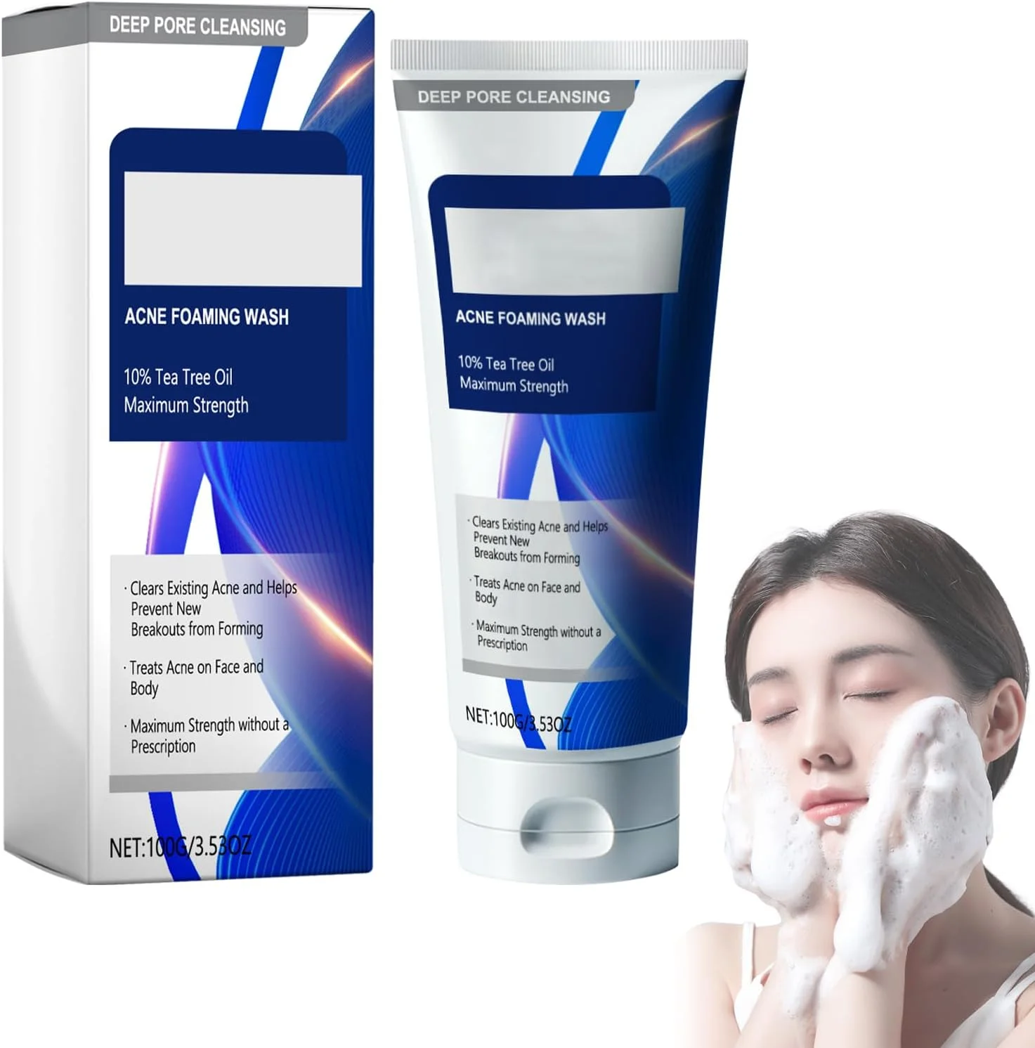 فوم شستشوی صورت، پاک کننده کرمی فوم دار، شستشوی فوم دار، پاک کننده ملایم روزانه صورت برای پاکسازی عمیق منافذ، از بین برنده جوش های سرسیاه پوست چرب و کنترل منافذ مسدود شده