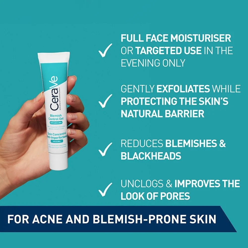 ژل مرطوب کننده صورت CeraVe برای کنترل لک و جوش، حاوی گلیکولیک اسید و لاکتیک اسید AHA/BHA، ۴۰ میلی لیتر ژل مرطوب کننده صورت CeraVe برای کنترل لک و جوش، حاوی گلیکولیک اسید و لاکتیک اسید AHA/BHA، ۴۰ میلی لیتر