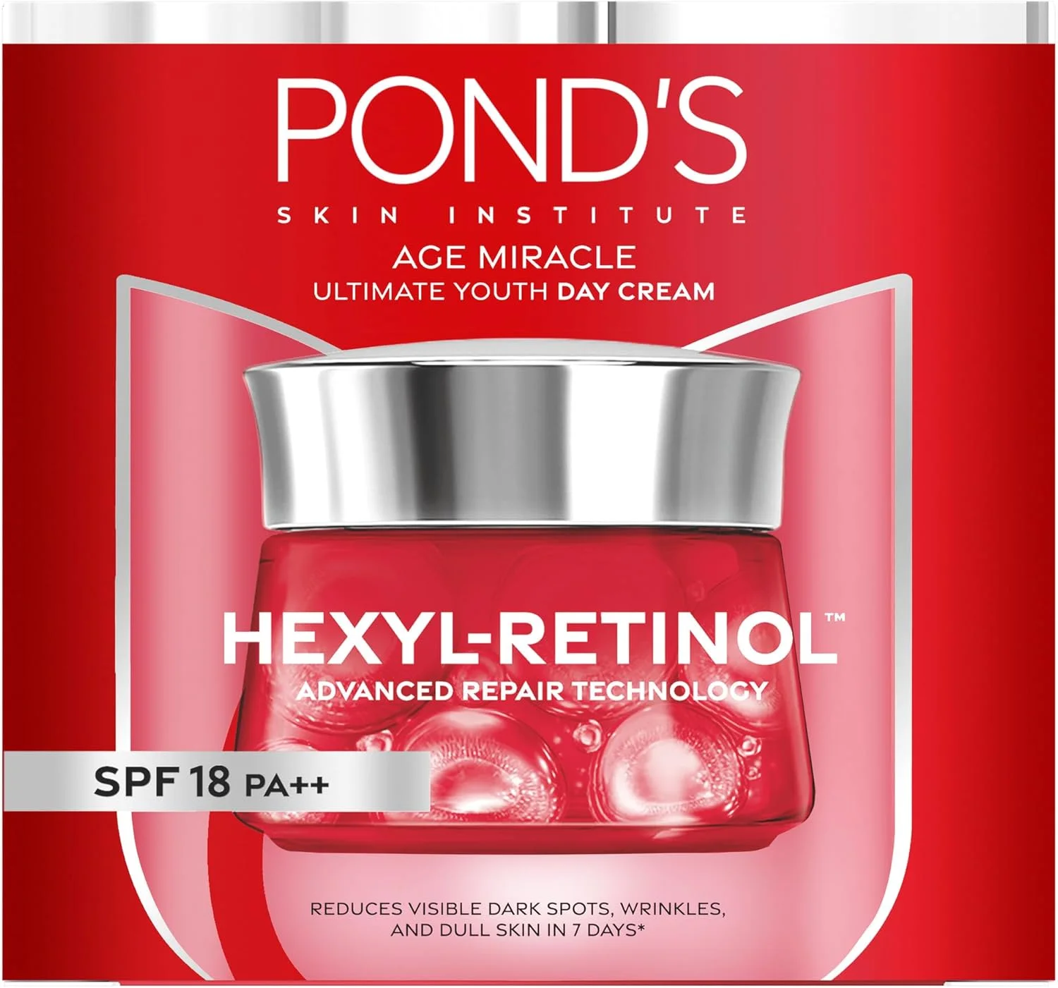 کرم روز ضد پیری و جوانساز پوست صورت POND'S Age Miracle Ultimate Youth، با SPF 18 PA++ و هگزیل رتینول، 50 گرم