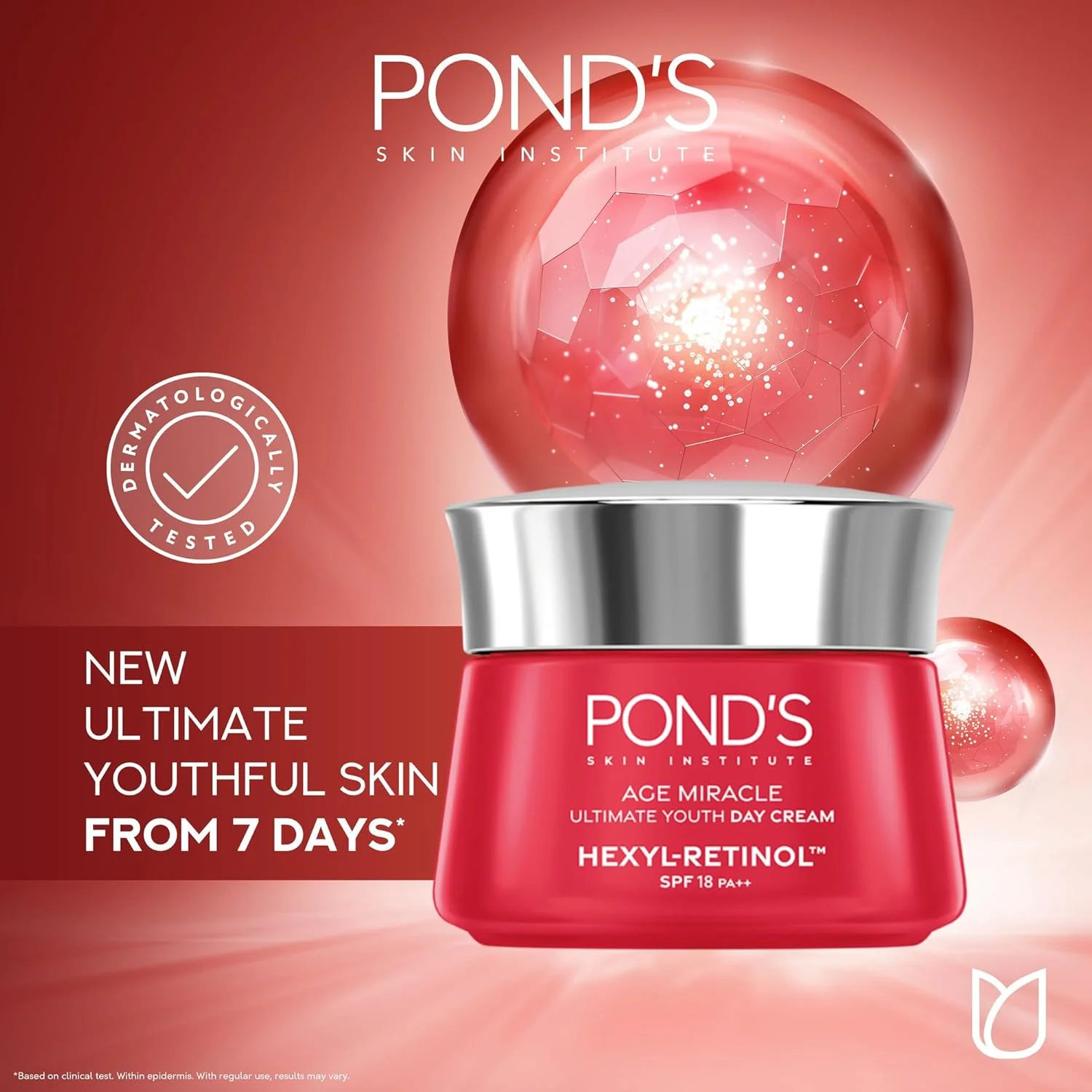 کرم روز ضد پیری و جوانساز پوست صورت POND'S Age Miracle Ultimate Youth، با SPF 18 PA++ و هگزیل رتینول، 50 گرم کرم روز ضد پیری و جوانساز پوست صورت POND'S Age Miracle Ultimate Youth، با SPF 18 PA++ و هگزیل رتینول، 50 گرم