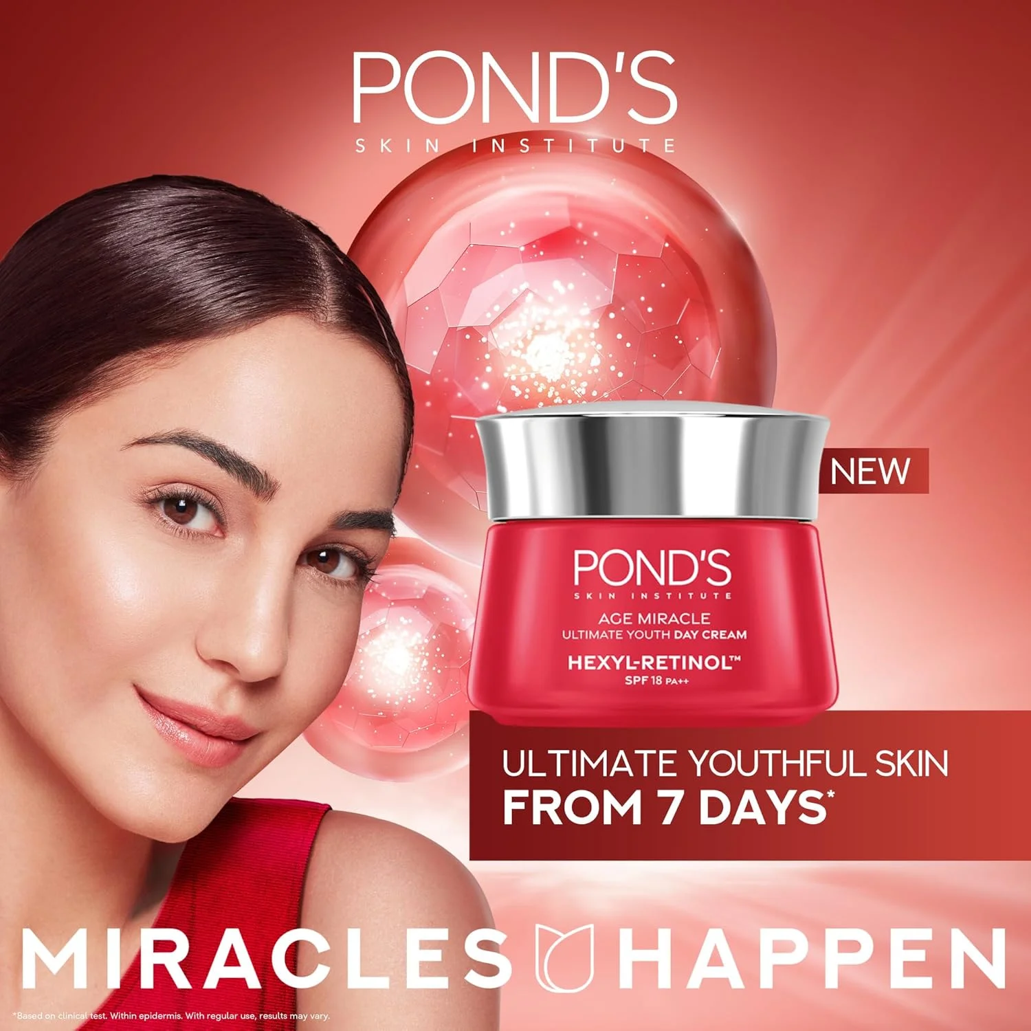 کرم روز ضد پیری و جوانساز پوست صورت POND'S Age Miracle Ultimate Youth، با SPF 18 PA++ و هگزیل رتینول، 50 گرم کرم روز ضد پیری و جوانساز پوست صورت POND'S Age Miracle Ultimate Youth، با SPF 18 PA++ و هگزیل رتینول، 50 گرم