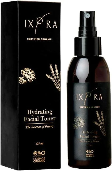 تونر آبرسان صورت IXORA برای پوست های خشک و کم آب، اسپری متعادل کننده سطح PH پوست، حفظ رطوبت و آبرسانی - 125 میلی لیتر، دارای گواهی ارگانیک، بدون GMO و مناسب برای گیاهخواران