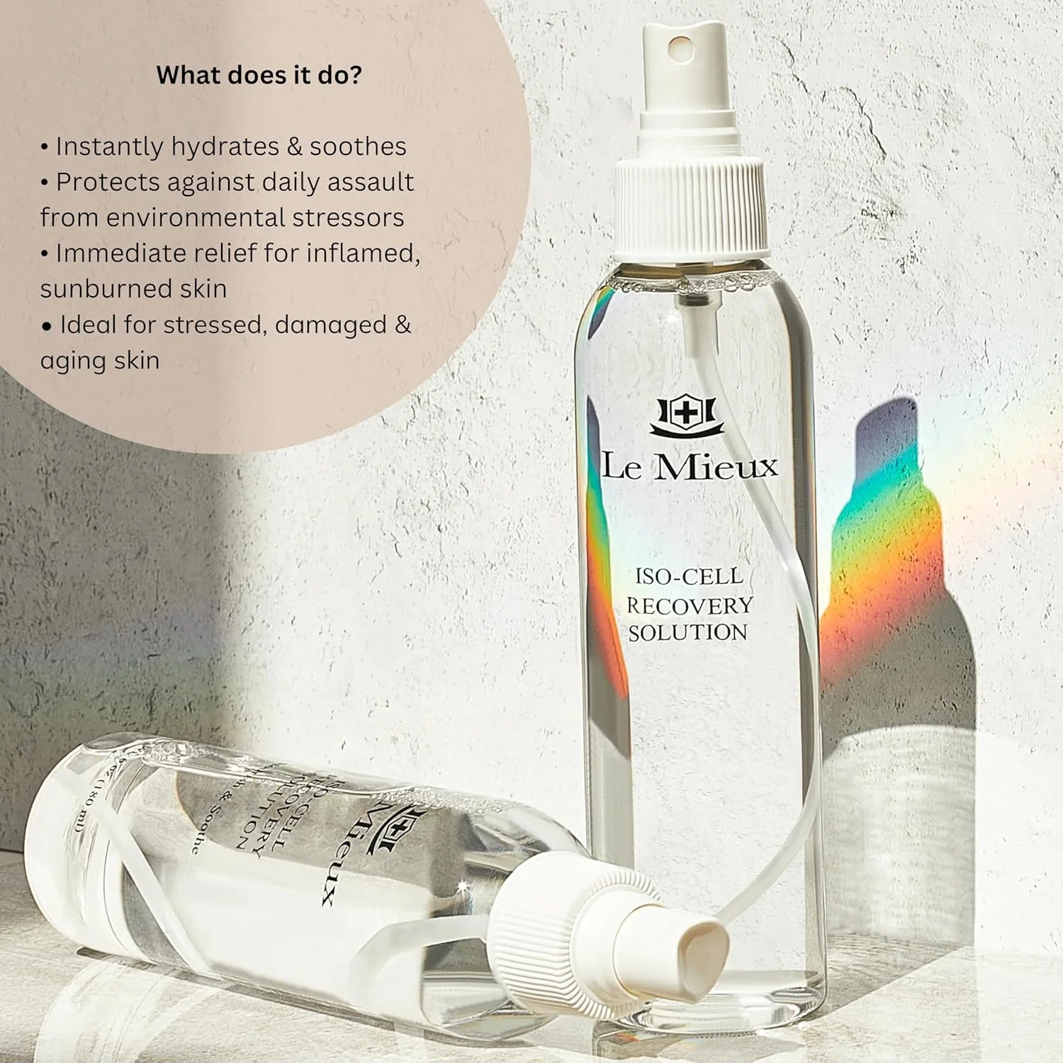 تونر صورت محلول ترمیم کننده ایزو-سل لِ میو - اسپری تسکین دهنده صورت، اسید آمینه آبرسان و اسپری مواد معدنی برای کمک به آرام کردن پوست بعد از درمان، بدون پارابن یا سولفات (180 میلی لیتر)