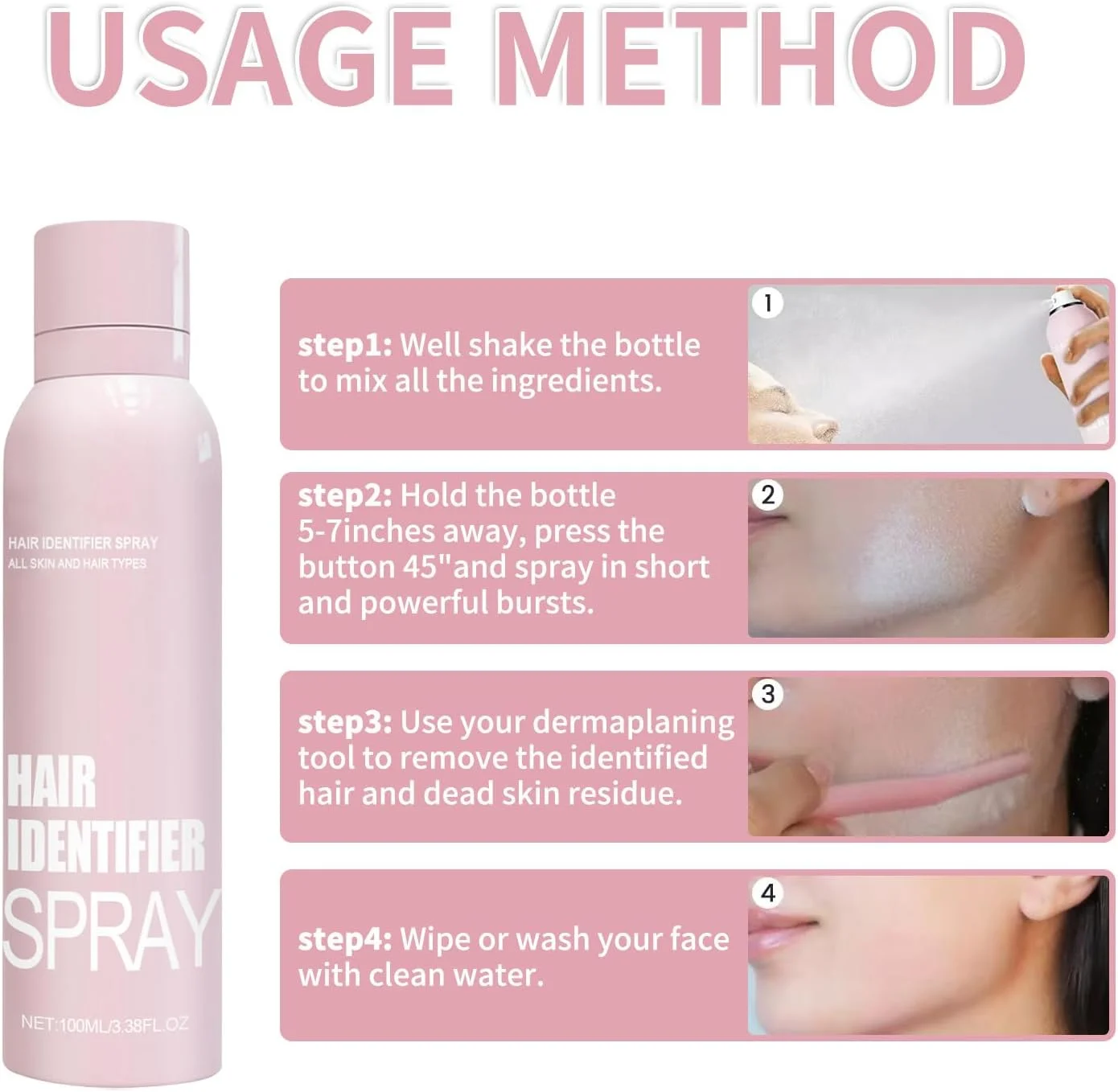 اسپری شناسایی مو 2 عددی برای اصلاح صورت، اسپری شناسایی موی صورت و بدن، ست تیغ های اصلاح با دستگیره راحت و اسپری درماپلنینگ، مناسب برای انواع پوست