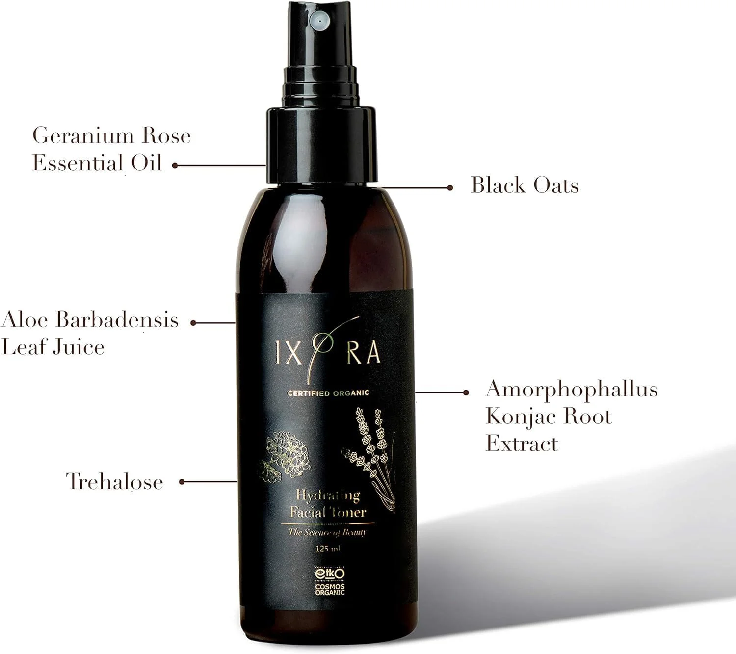 تونر آبرسان صورت IXORA برای پوست های خشک و کم آب، اسپری متعادل کننده سطح PH پوست، حفظ رطوبت و آبرسانی - 125 میلی لیتر، دارای گواهی ارگانیک، بدون GMO و مناسب برای گیاهخواران