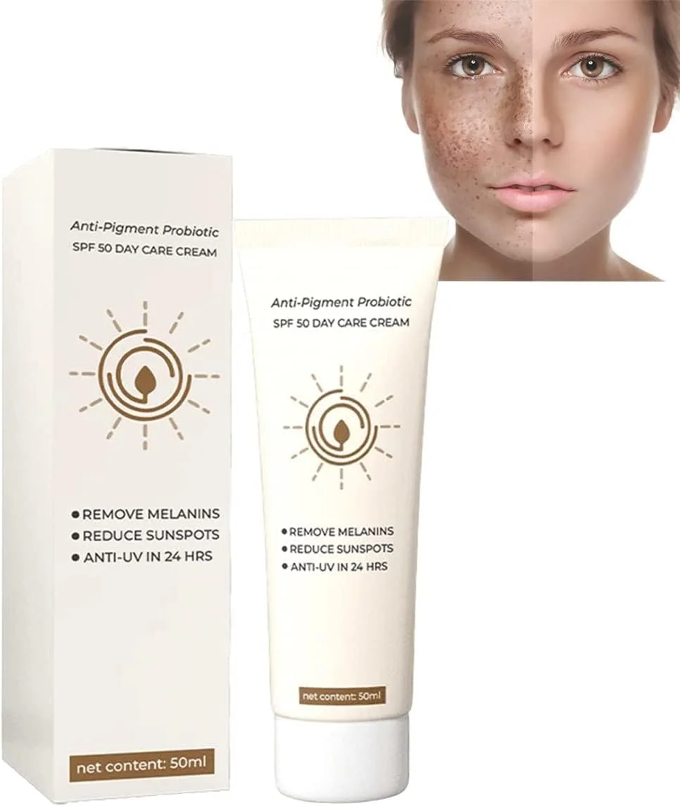 کرم روز ضد لک پروبیوتیک با SPF 50، کرم روز صورت ضد لک 50 میلی لیتر، مایع مرطوب کننده ضد لک، کرم صورت برای لکه های تیره و عیوب، برای پوست یکدست (1 عدد)