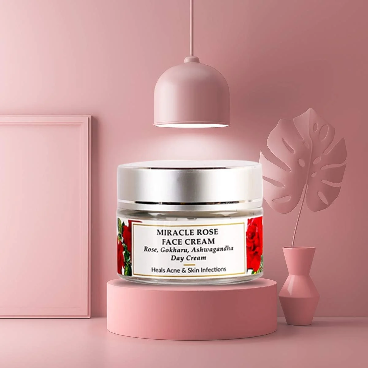 کرم صورت گل رز، گوکھرو، آشواگاندا میرا بل - ارگانیک و طبیعی - مناسب پوست خشک، آسیب دیده و زبر - بهترین برای آقایان و بانوان - وگان، بدون تست حیوانی، بدون پارابن - 30 گرم
