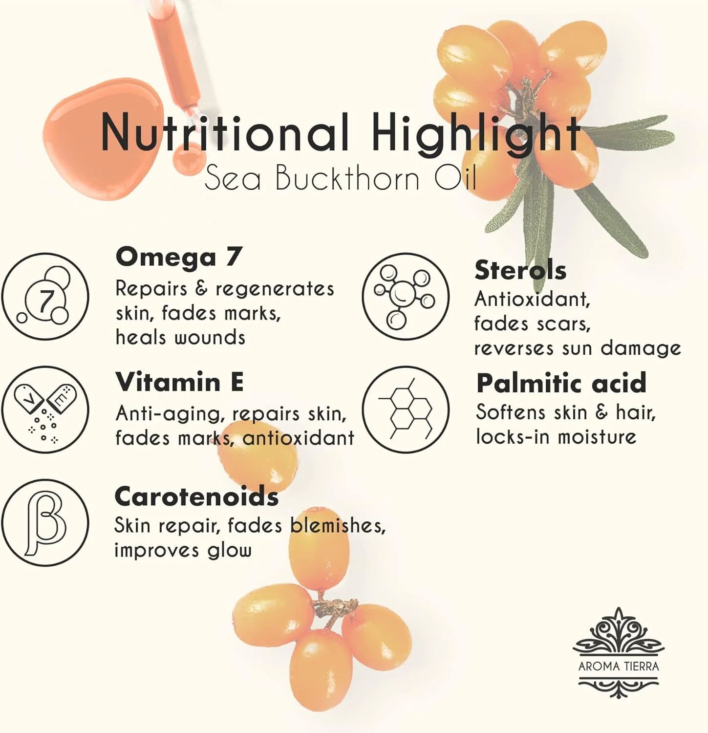 روغن دانه خولان دریایی آرما تیرا - 100% خالص و ارگانیک، عصاره ممتاز CO2، مناسب برای مصارف خوراکی - برای صورت، پوست، مو، زیبایی، چشم و سلامت بانوان