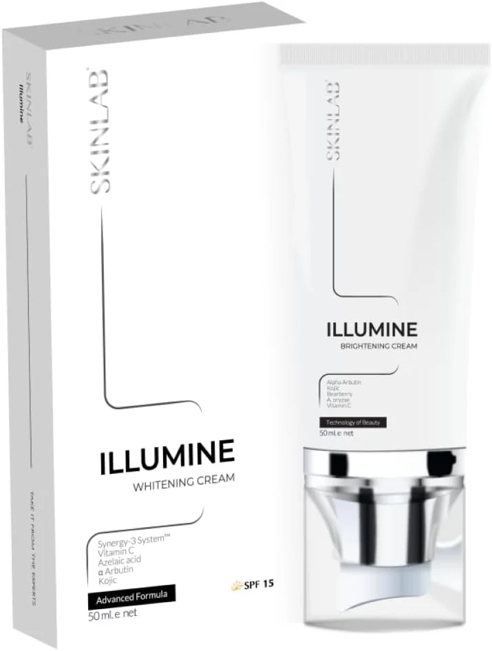 کرم روشن کننده پوست SKINLAB Illumine با SPF15، ویتامین C، فاقد پارابن و سولفات، کرم ضد لک با کوجیک اسید و آلفا آربوتین | 50 میلی لیتر