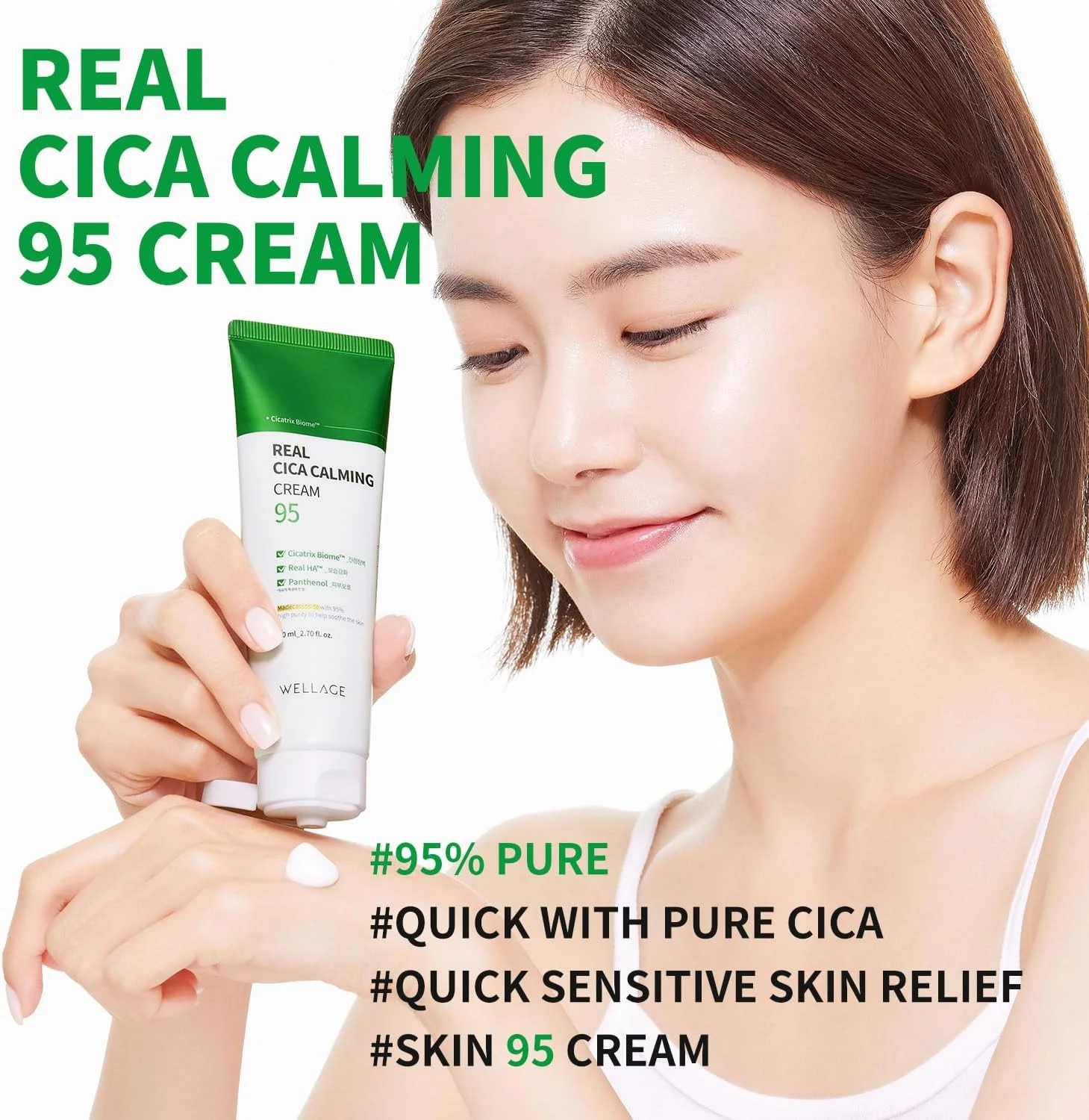 کرم تسکین دهنده سیکا WELLAGE - مرطوب کننده آرامش بخش صورت، مادکاسوساید با خلوص بالا به همراه سنتلا آسیاتیکا پانتنول - آرام کننده پوست حساس، ضد قرمزی و رزاسه، ضد پوسته پوسته شدن و لک، 80 میلی لیتر