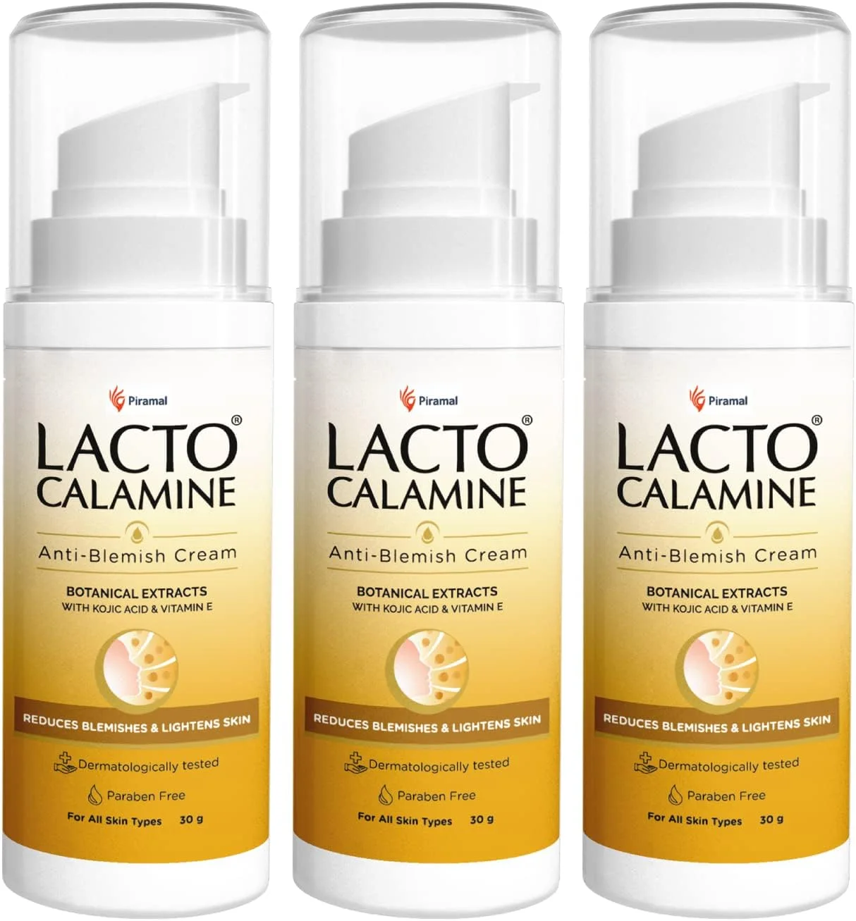 کرم صورت ضد لک لاکتوکالامین | 30 گرم x 3 | کوجیک اسید، عصاره های گیاهی و ویتامین E | کاهش لک ها و روشن کننده پوست | روشن کننده جای جوش و لکه ها | بدون پارابن و تست شده توسط متخصص پوست