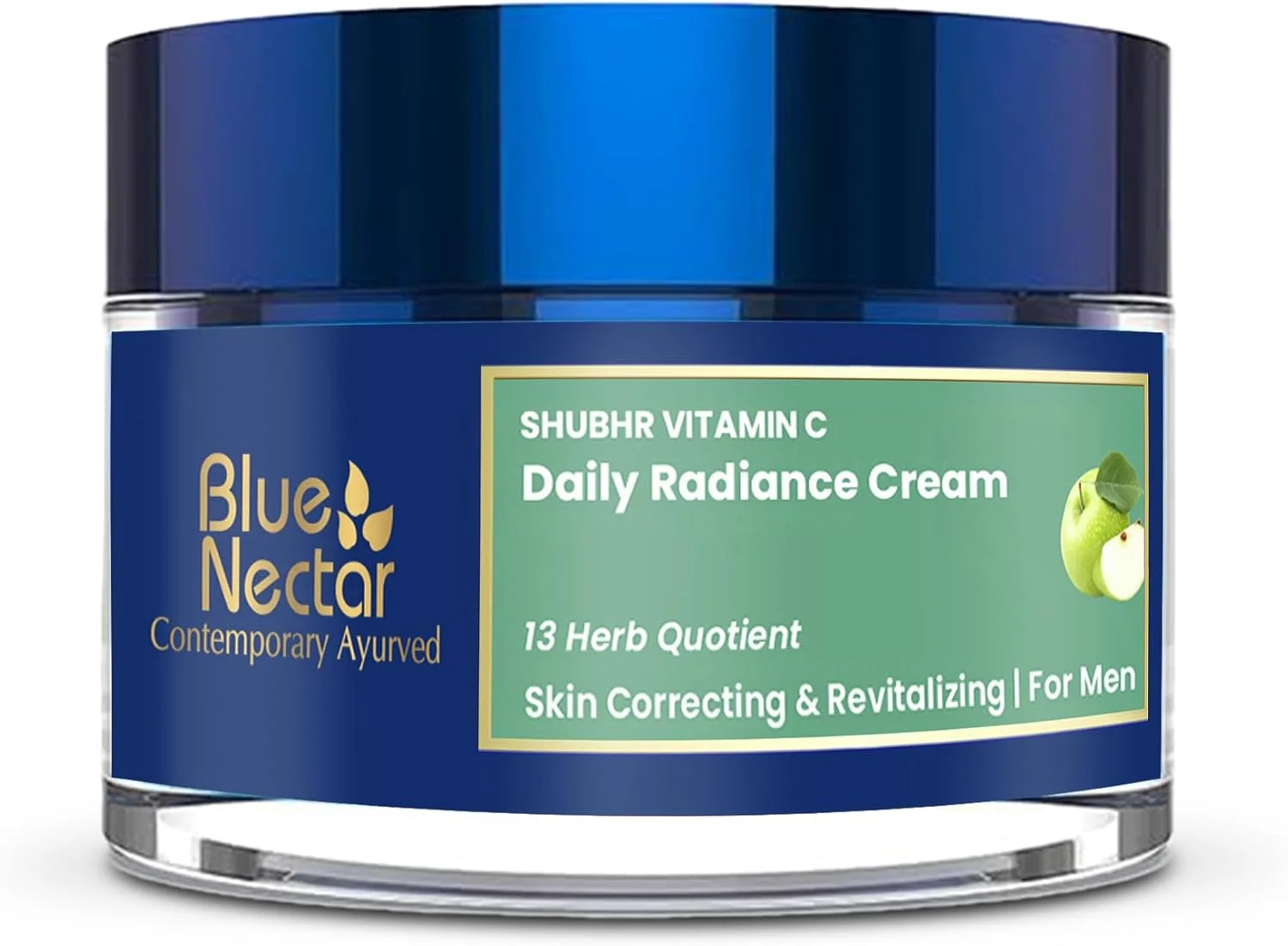 کرم صورت ویتامین C طبیعی Blue Nectar برای پوست درخشان، کرم رفع لک تیره برای آقایان با سیب سبز و روغن بادام (13 گیاه، 50 گرم)