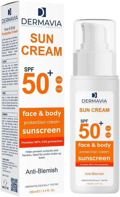 کرم ضد آفتاب صورت و بدن SPF50+ با عملکرد ضد لک و ضد جوش، 100 میلی لیتر