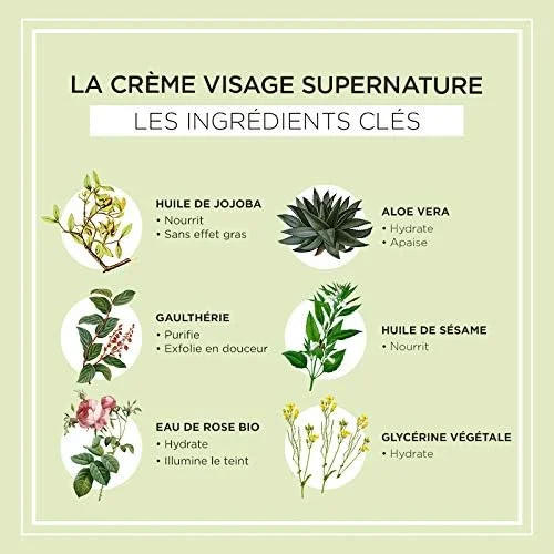 کرم صورت سوپرنیچر HUYGENS - درخشش سالم و ضد لک - تغذیه کننده و مات کننده پوست - پوست حساس - با اسید سالیسیلیک - طبیعی و ارگانیک - وگان - ساخت فرانسه - 50 میلی لیتر