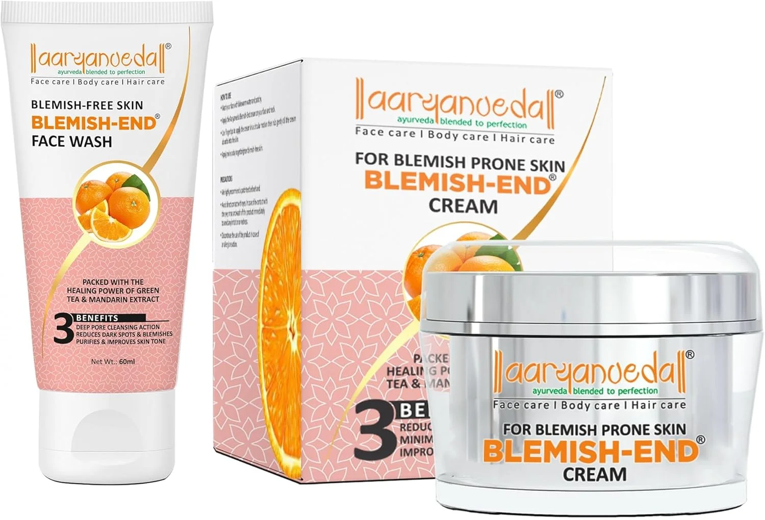 شوینده صورت آریان ودا بلمیشند 60 میلی لیتر و کرم صورت ضد لک و تیرگی بلمیشند مناسب برای انواع پوست، 50 گرم