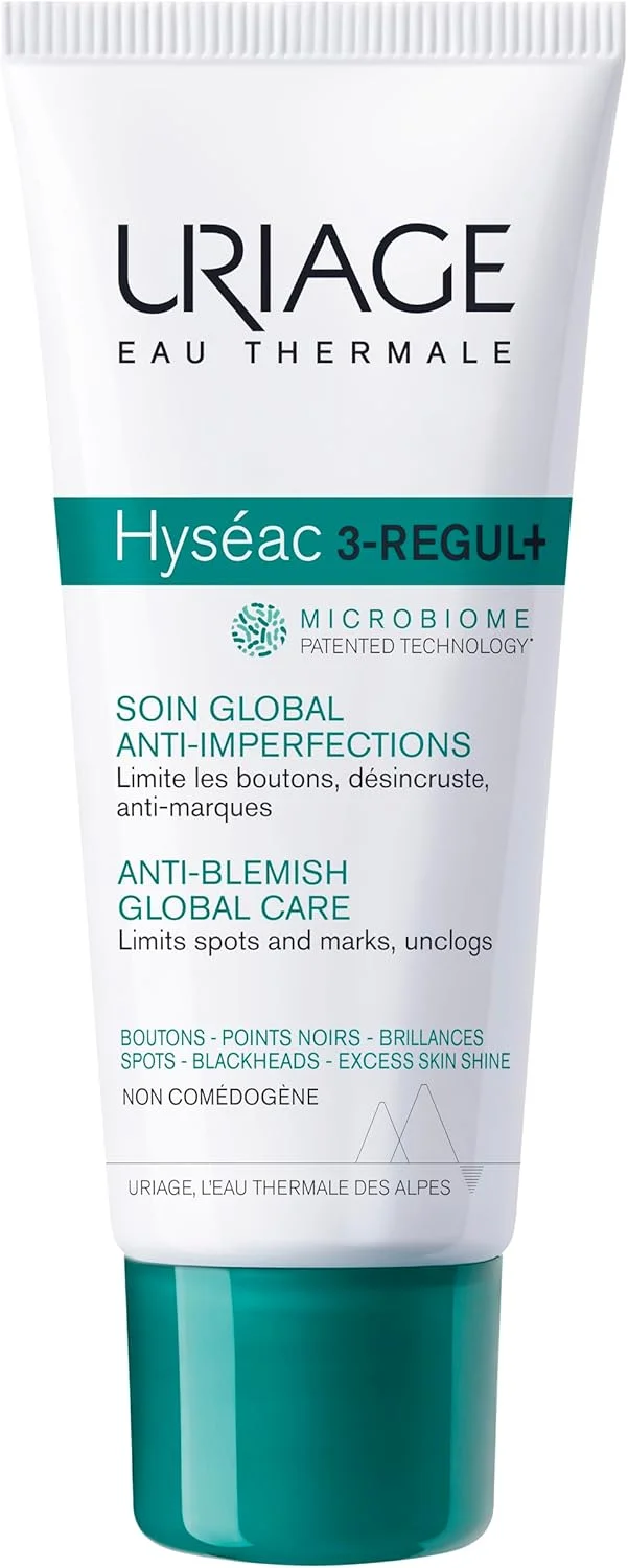 اوریاژ Hyseac 3-regul+ | مرطوب کننده صورت برای پوست چرب و مستعد جوش. کنترل جوش ها، لکه ها و دانه های سرسیاه. کرم روزانه صورت حاوی اسید سالیسیلیک، AHA و زینک، برای داشتن پوستی صاف، 40 میلی لیتر