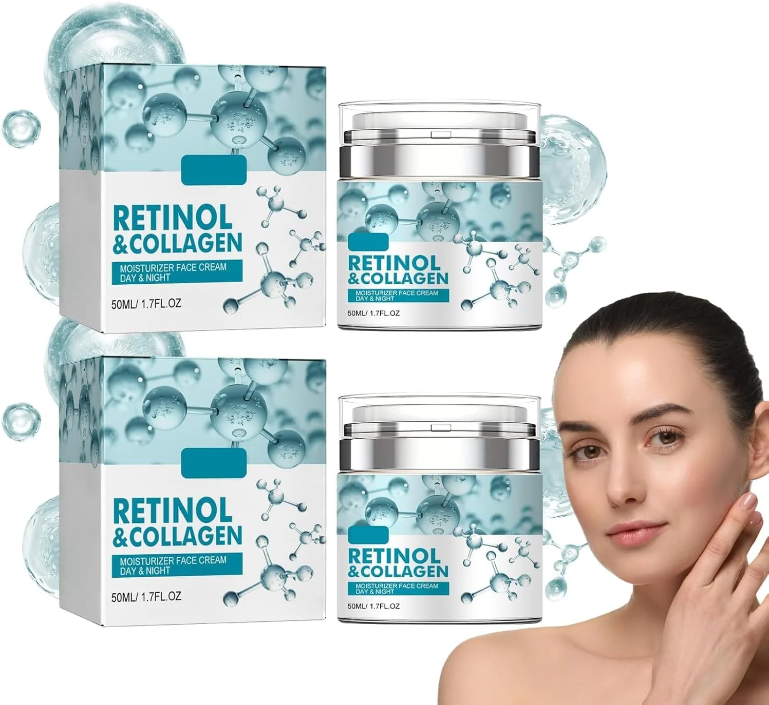 کرم صورت رتینول 50 میلی لیتری، کرم صورت رتینول وگان، اسانس ضد چروک صورت، کاهش خطوط خشک و خطوط ریز، مناسب برای انواع پوست (2 عدد)