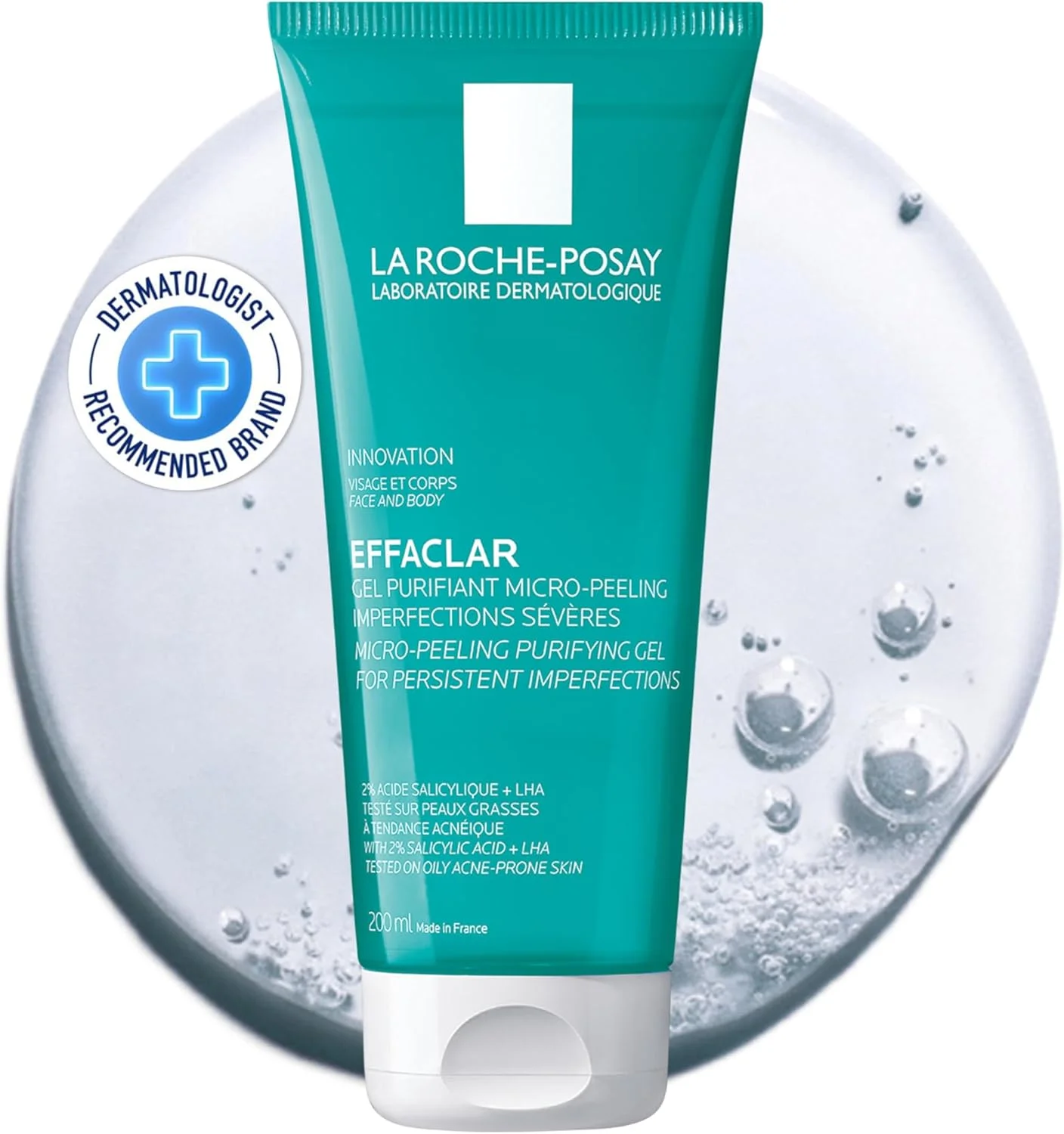 ژل شستشوی صورت لایه بردار ملایم La Roche-Posay Effaclar حاوی سالیسیلیک اسید، مناسب پوست چرب