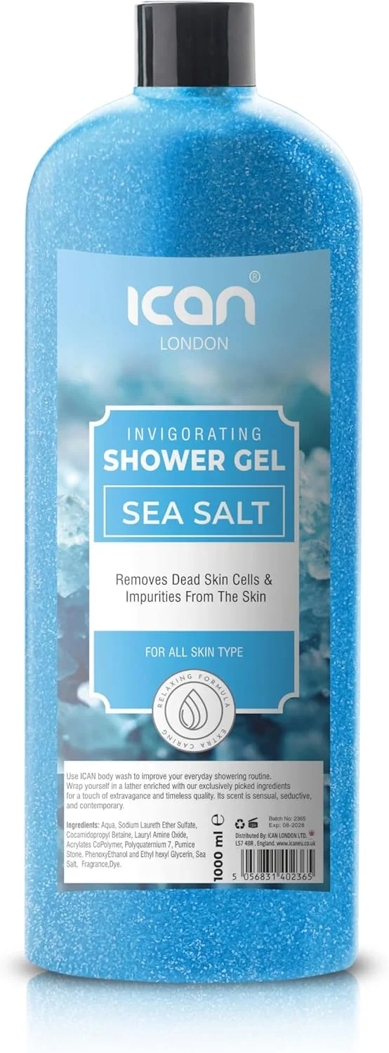 ژل شستشوی بدن نمک دریایی ICan London، انرژی بخش و لایه بردار، ۱۰۰۰ میلی لیتر