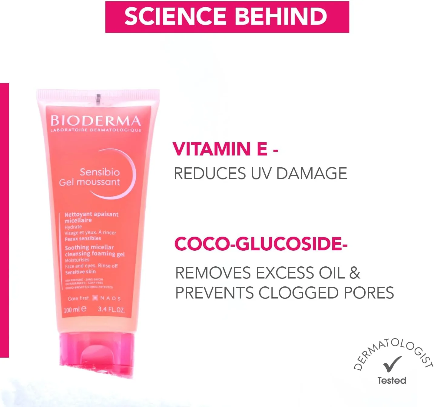 ژل شستشوی فومینگ ملایم و تسکین دهنده میسلار بایودرما Sensibio مناسب پوست حساس (500 میلی لیتر)