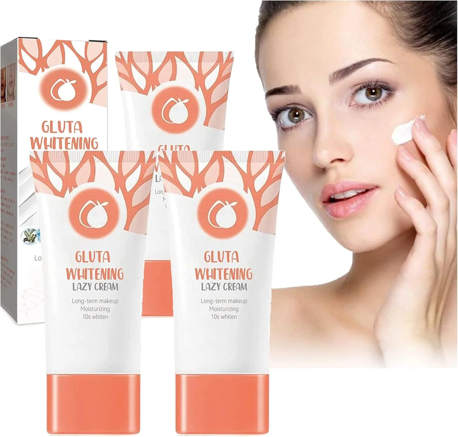 کرم روشن کننده گلوتا تنبل VELOWE، کرم روشن کننده صورت گلوتا، ژل لایه بردار پرتقالی روشن کننده، لوسیون کرم مرطوب کننده صورت گلوتا (3 عدد)