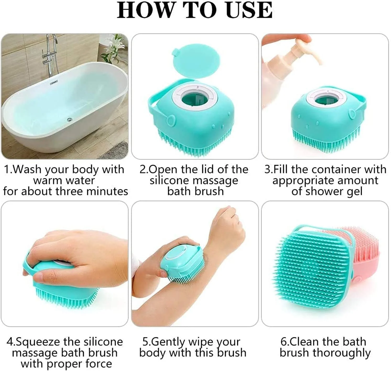 برس سیلیکونی بدن - اسکرابر لایه بردار با ابزار ماساژ پخش کننده ژل دوش برای نوزاد، مردان، زنان، حیوانات خانگی