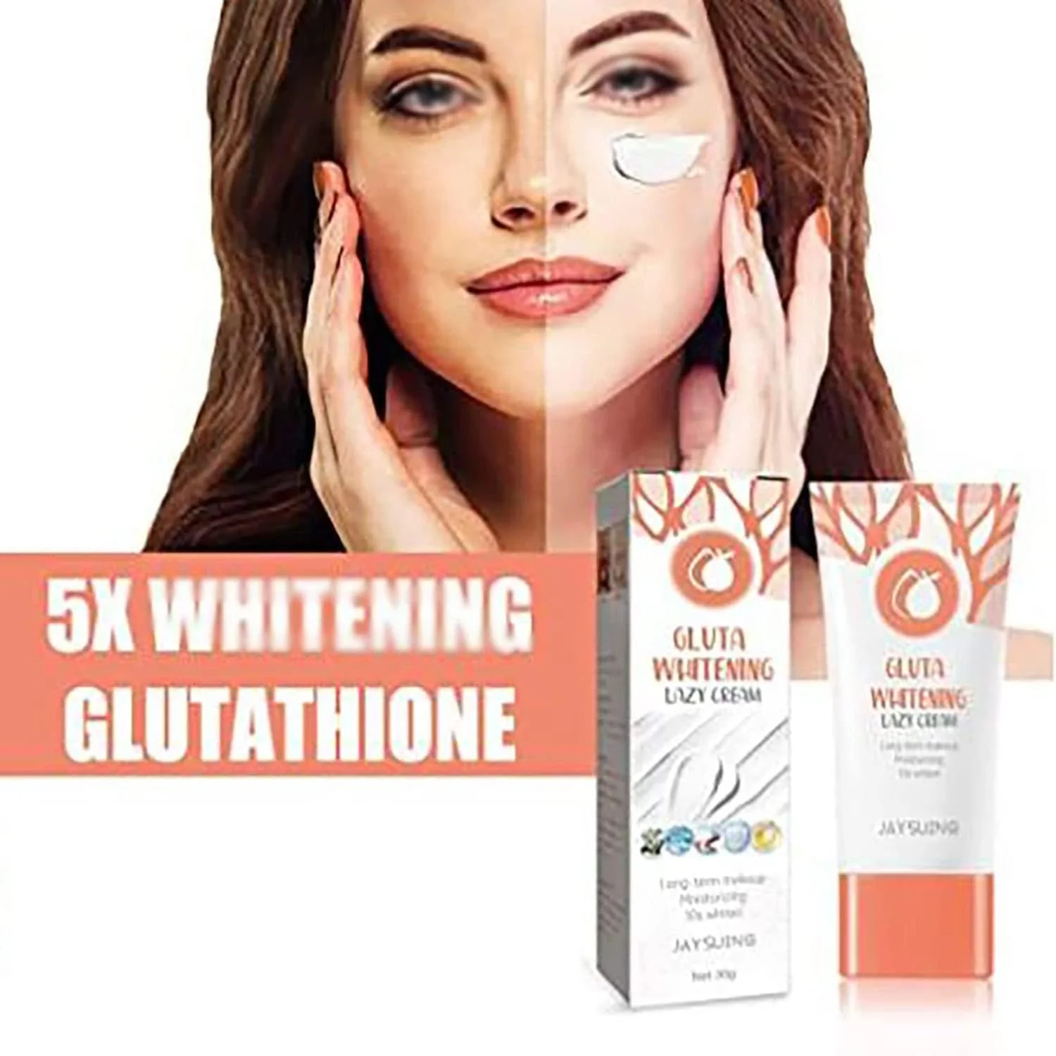 کرم روشن کننده گلوتا تنبل، ژل لایه بردار روشن کننده پرتقالی Gmeelan، کرم صورت روشن کننده گلوتا، لوسیون کرم مرطوب کننده صورت روشن کننده تنبل (3 عدد)