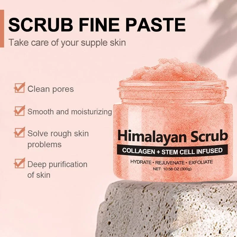 اسکراب بدن هیمالیا ۳۰۰ گرمی، پاک کننده عمیق و مغذی، از بین برنده سلول های مرده پوست، بهبود بافت پوست، روشن کننده و نرم کننده، مناسب برای انواع پوست برای درخشش صاف و سالم