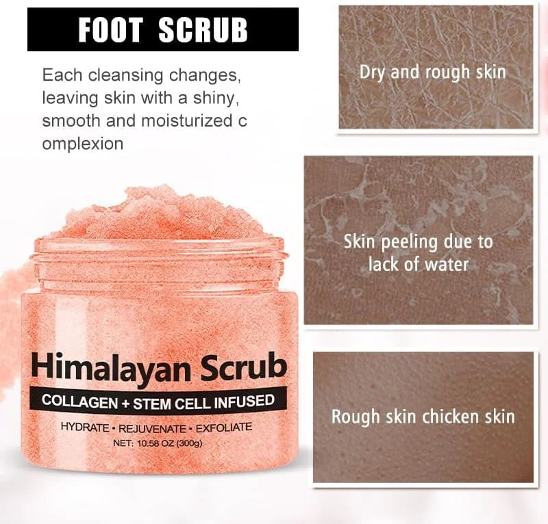 اسکراب بدن هیمالیا ۳۰۰ گرمی، پاک کننده عمیق و مغذی، از بین برنده سلول های مرده پوست، بهبود بافت پوست، روشن کننده و نرم کننده، مناسب برای انواع پوست برای درخشش صاف و سالم