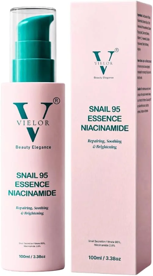 اسانس موسین حلزون ۹۵% با نیاسینامید ۲.۸% - سرم کره‌ای ممتاز برای ترمیم، تسکین و روشن‌کنندگی پیشرفته پوست، آبرسانی عمیق برای پوست درخشان و سالم - ۱۰۰ میلی‌لیتر