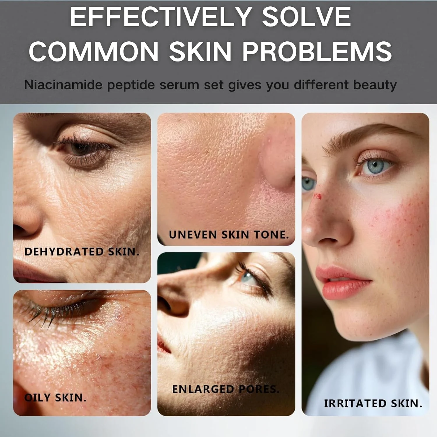 مجموعه تقویت کننده نیاسینامید 15% پپتید - مجموعه مراقبت از پوست کره‌ای - سرم نیاسینامید و تونر تقویت کننده پوست 6 پپتید، مجموعه‌های هدیه مراقبت از پوست برای زنان، سرم ضد پیری برای کوچک کننده منافذ، آبرسان