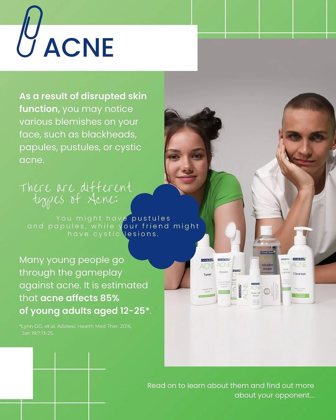 سرم پاک کننده منافذ پوست نوواکلیر آکنه - درمان منافذ آکنه صورت حاوی نیاسینامید، سالیسیلیک اسید و آزلائیک اسید - مناسب جوش های سرسیاه، سرسفید و جای جوش - 30 میلی لیتر