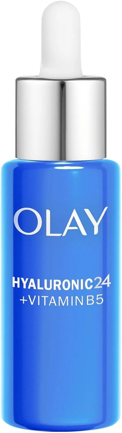 سرم هیالورونیک اسید صورت Olay، مراقبت از پوست با نیاسینامید خلوص 99% و ویتامین B5 (پانتنول). مراقبت از پوست آبرسان با 3 عملکرد: حجیم کننده، صاف کننده، آبرسان. غیر چرب، غیر چسبنده، 40 میلی لیتر