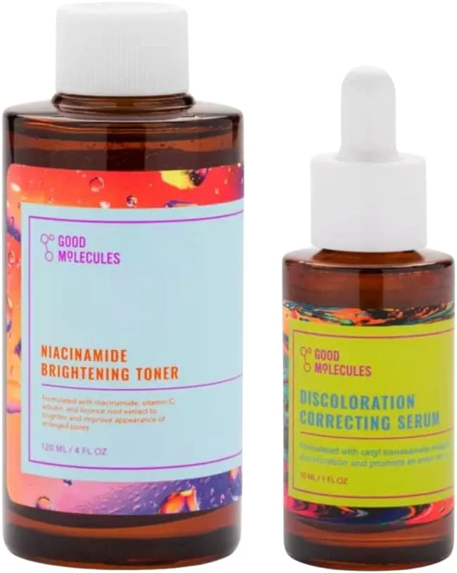 دوتایی رفع لک و تیرگی گود مولکولز - تونر روشن کننده نیاسینامید (120 میلی لیتر) و سرم اصلاح کننده تیرگی (30 میلی لیتر) - (مجموعه 2 عددی)