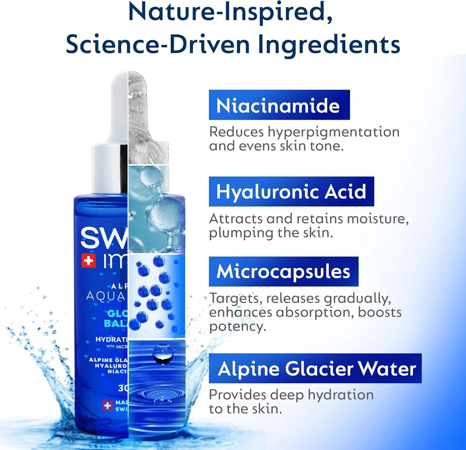 سرم صورت آبرسان آکوا بوست حاوی هیالورونیک اسید و نیاسینامید با میکروکپسول 30 میلی لیتر | فرمولاسیون فاقد چربی، غیر چسبنده و با جذب سریع، پوست را عمیقا آبرسانی، روشن و صاف می کند | مناسب انواع پوست ساخت سوئیس سرم صورت آبرسان آکوا بوست حاوی هیالورونیک اسید و نیاسینامید با میکروکپسول 30 میلی لیتر | فرمولاسیون فاقد چربی، غیر چسبنده و با جذب سریع، پوست را عمیقا آبرسانی، روشن و صاف می کند | مناسب انواع پوست ساخت سوئیس