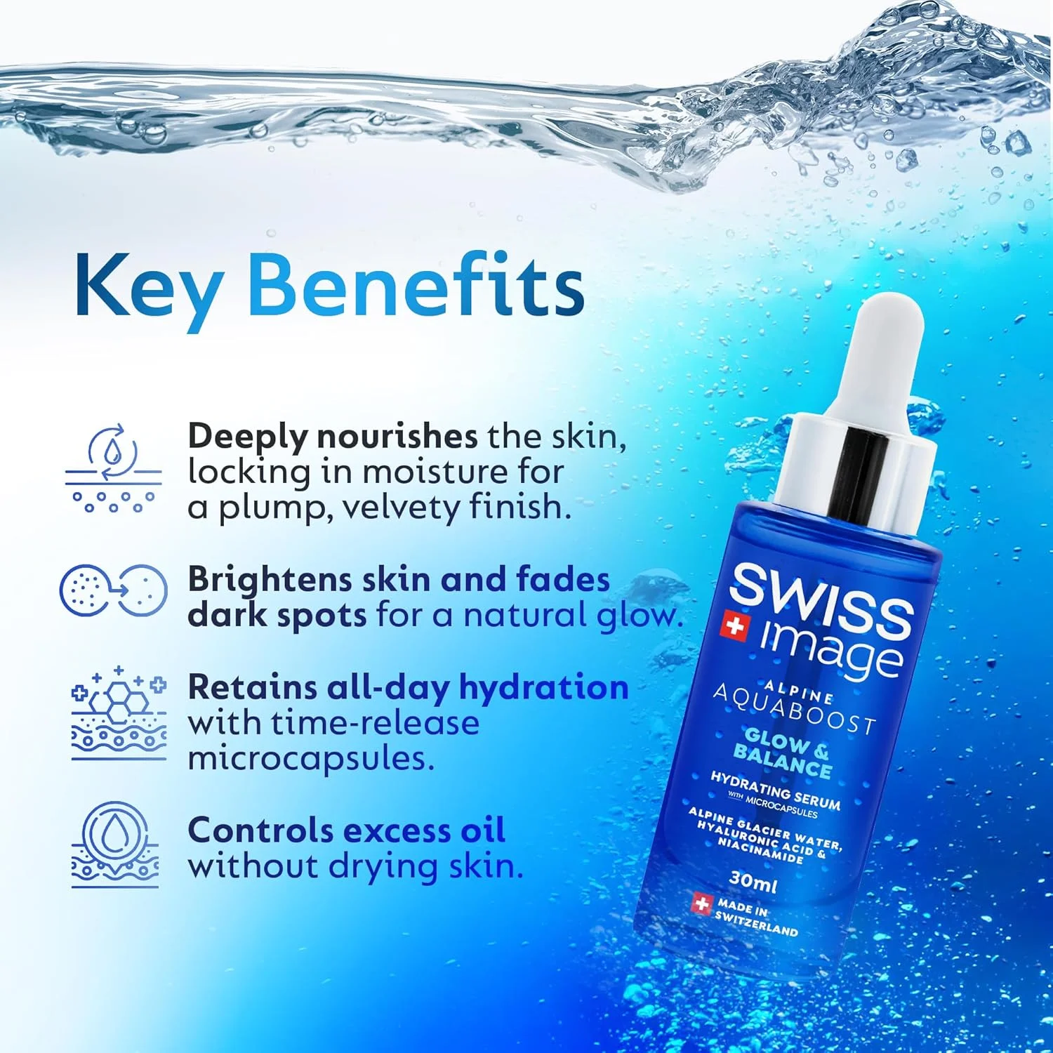 سرم صورت آبرسان آکوا بوست حاوی هیالورونیک اسید و نیاسینامید با میکروکپسول 30 میلی لیتر | فرمولاسیون فاقد چربی، غیر چسبنده و با جذب سریع، پوست را عمیقا آبرسانی، روشن و صاف می کند | مناسب انواع پوست ساخت سوئیس سرم صورت آبرسان آکوا بوست حاوی هیالورونیک اسید و نیاسینامید با میکروکپسول 30 میلی لیتر | فرمولاسیون فاقد چربی، غیر چسبنده و با جذب سریع، پوست را عمیقا آبرسانی، روشن و صاف می کند | مناسب انواع پوست ساخت سوئیس