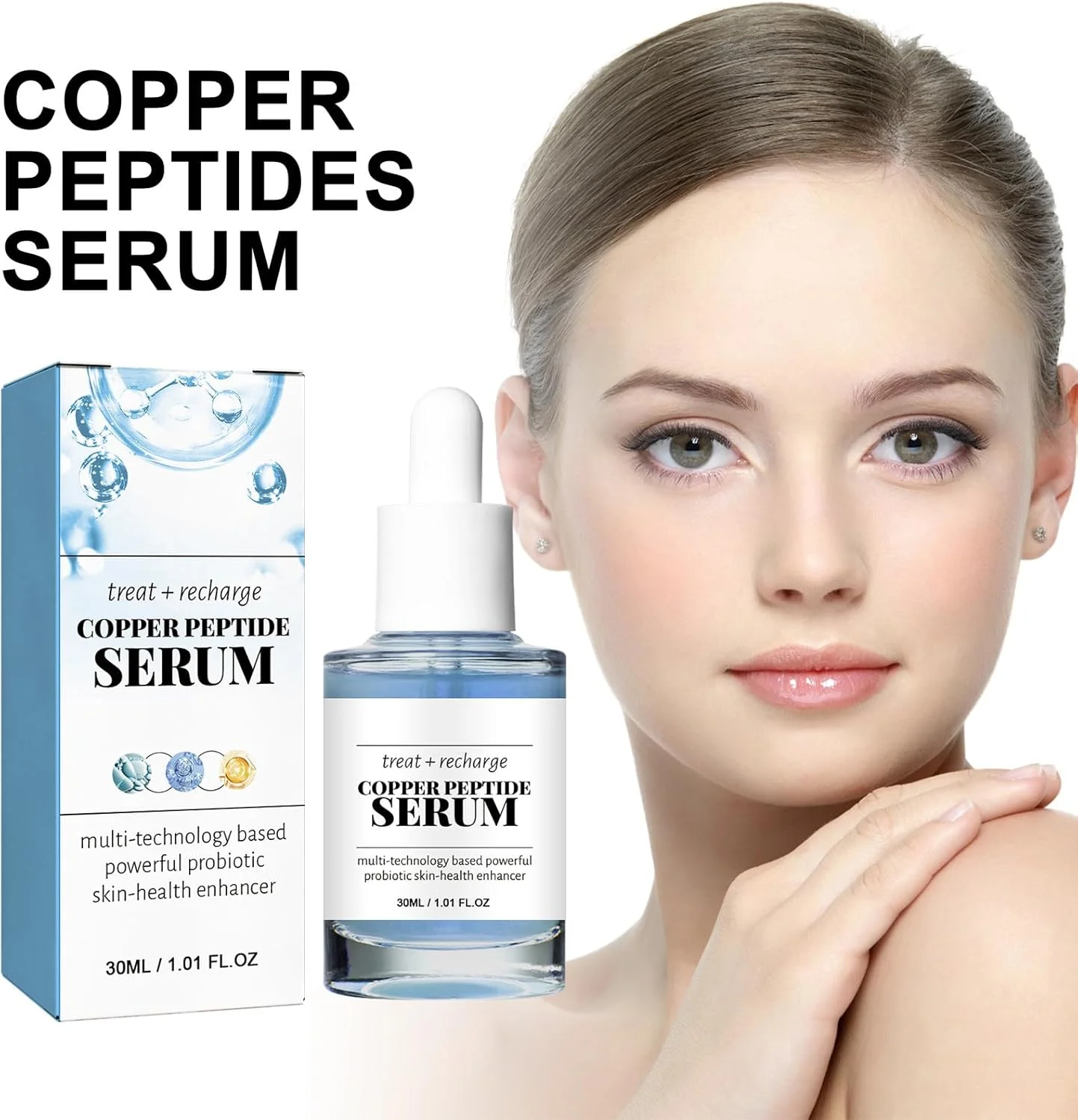 سرم پپتید مس آبی، سرم مرطوب کننده و روشن کننده پوست، اسانس ضد پیری، برای کاهش خطوط ریز، سفت کردن منافذ