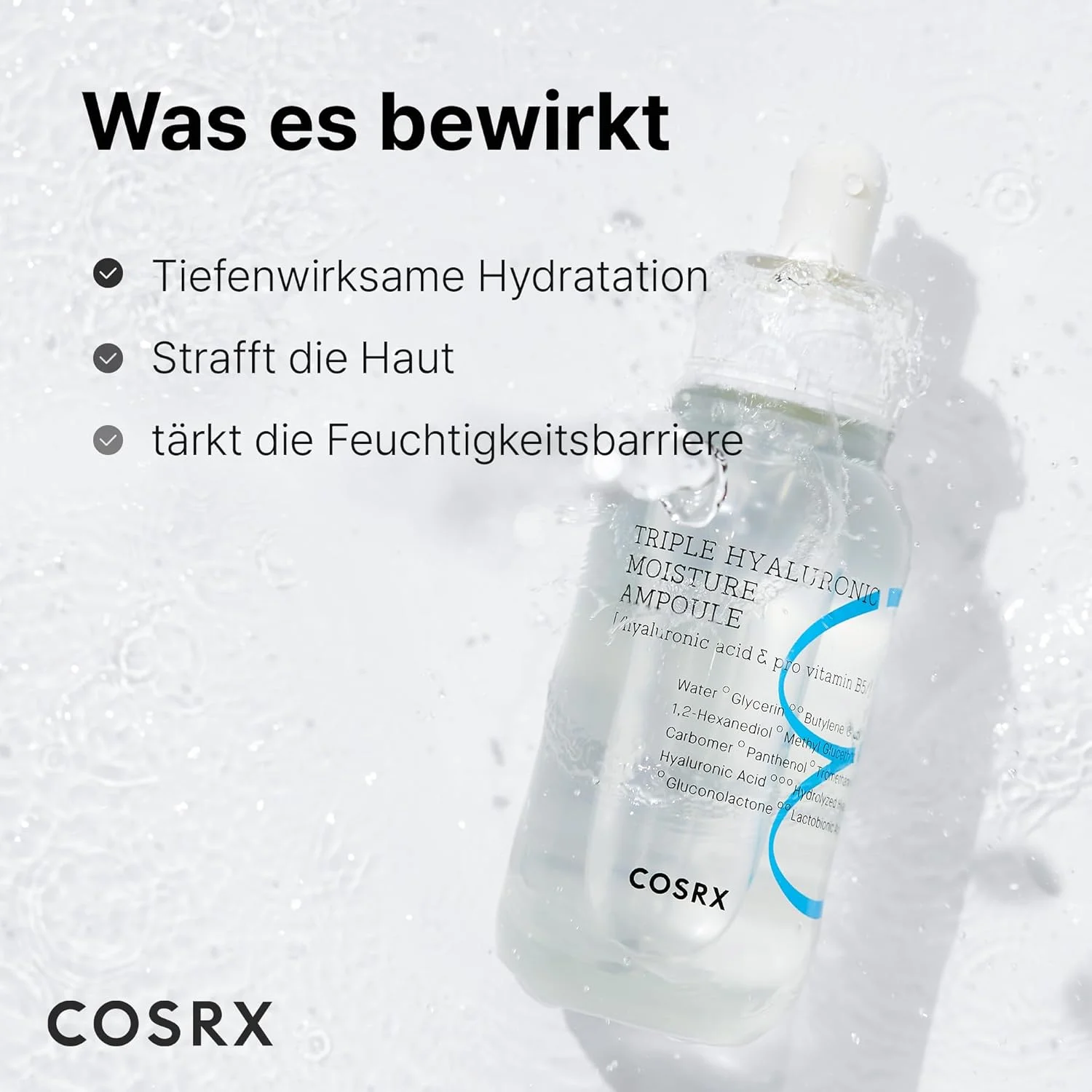 آمپول رطوبت رسان سه گانه هیالورونیک Hydrium COSRX | سرم مرطوب کننده B5 | بازسازی کننده | اثرات ضد التهابی | آمپول برای پوست هیدراته