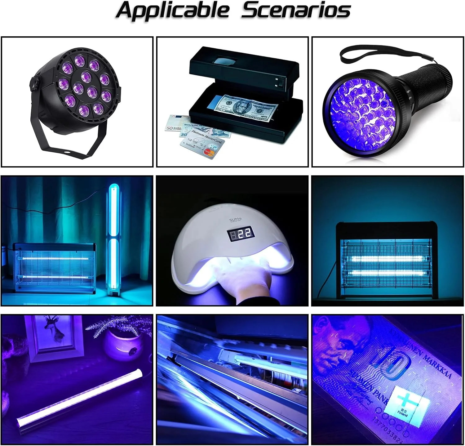 ۵ عدد ال ای دی بنفش ۳ وات ۳۹۵ نانومتر SMD 3535 با توان بالا، به همراه صفحه آلومینیومی ۲۰ میلی متری ستاره ای PCB، هیت سینک، مناسب برای روشنایی DIY یا جایگزینی چیپ لامپ (۷۰۰ میلی آمپر، ۳.۲-۳.۶ ولت، ۳۹۰-۳۹۵ نانومتر، ۱۲۰ درجه)