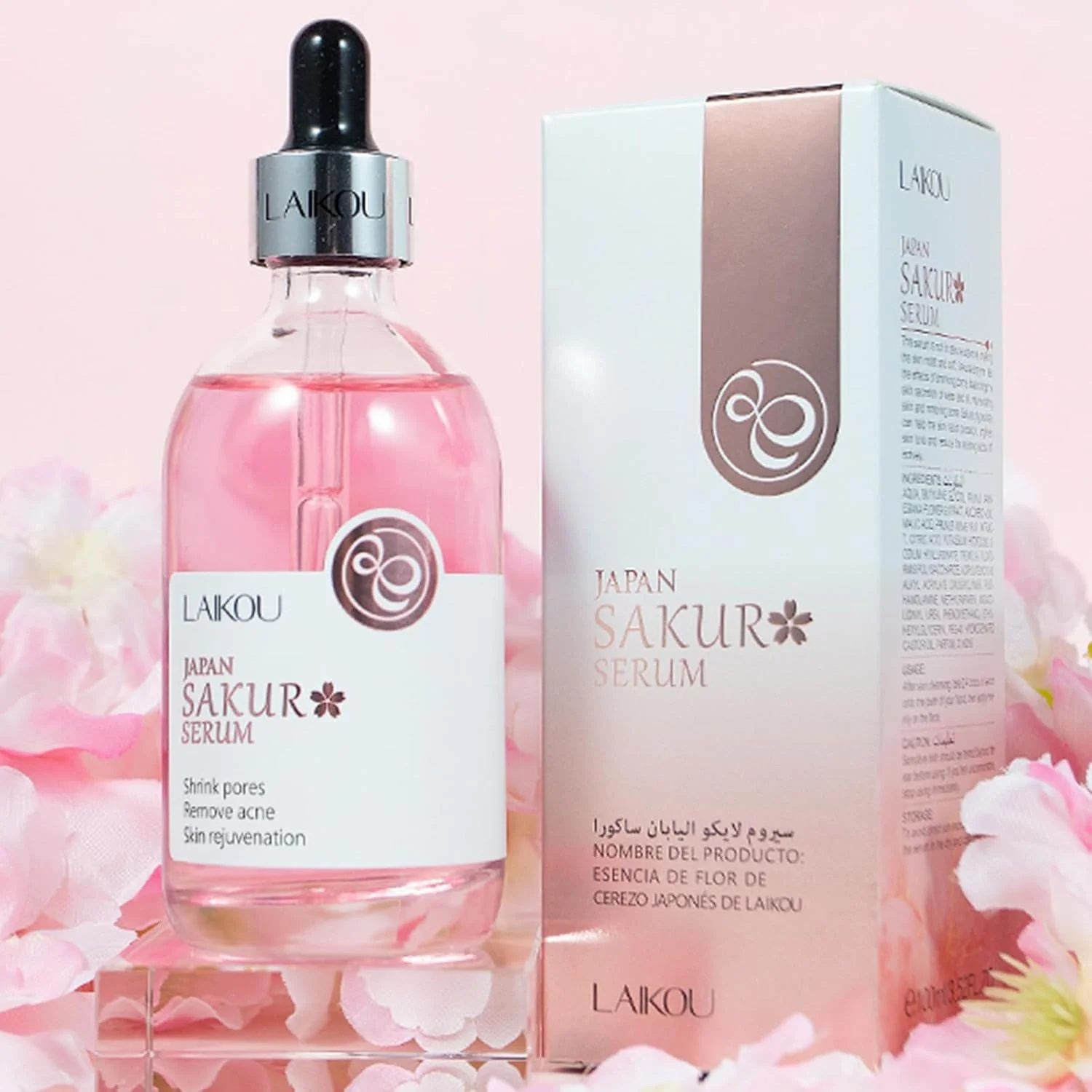 اسانس صورت ویتامین C ساکورا - سرم ضد پیری ژاپنی با اثرات روشن کننده و مرطوب کننده، کاهش لکه های تیره، یکنواخت کننده رنگ پوست، بهبود پوست کدر و خطوط ریز برای درخشش