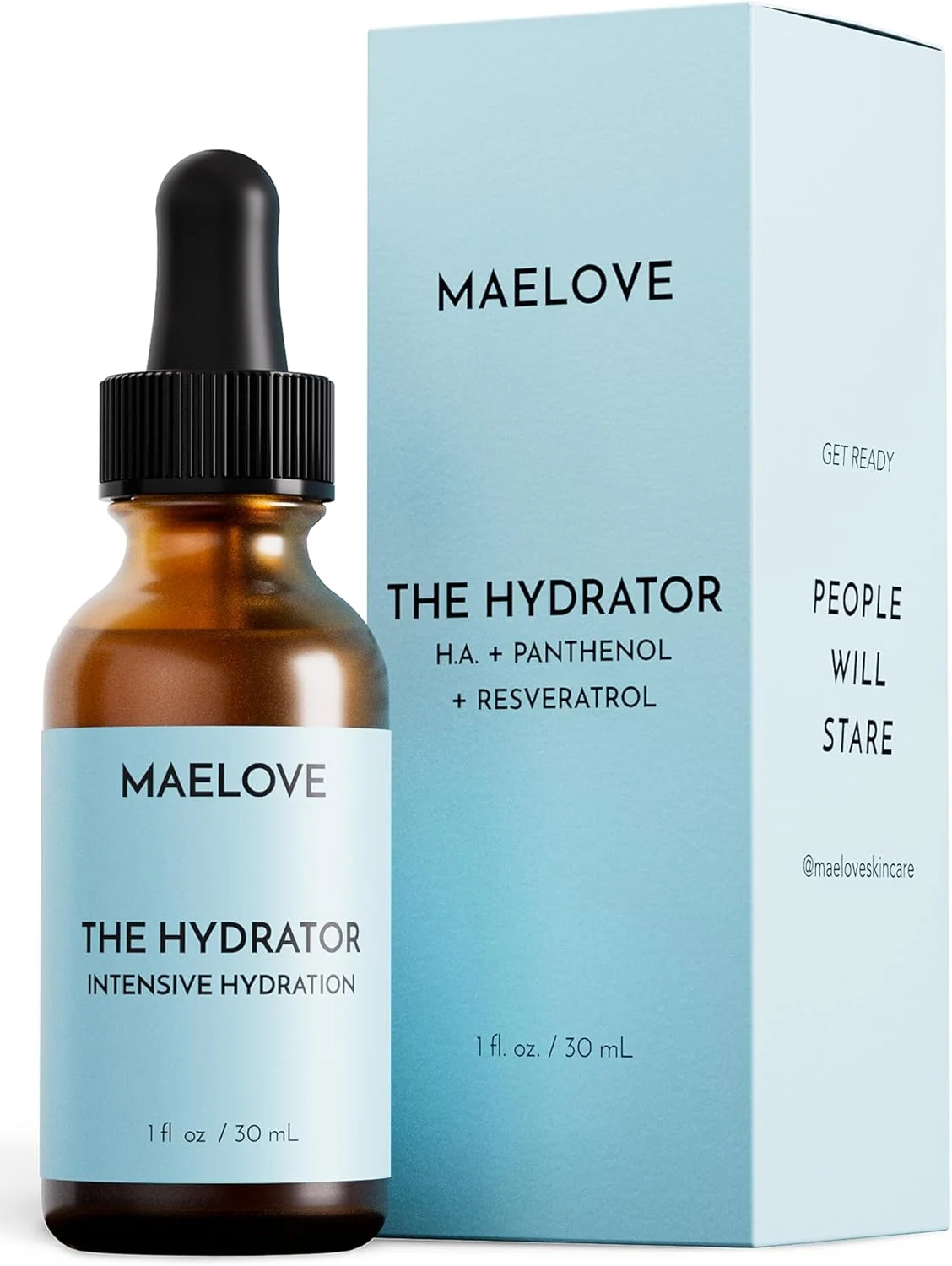 سرم هیالورونیک اسید MAELOVE با ویتامین B5، بدون عطر، فرمول سبک و غیر چرب با پانتنول و رسوراترول برای آبرسانی نهایی و درخشش شبنم‌دار و جوان، کاهش خطوط ریز و چروک، ساخت آمریکا