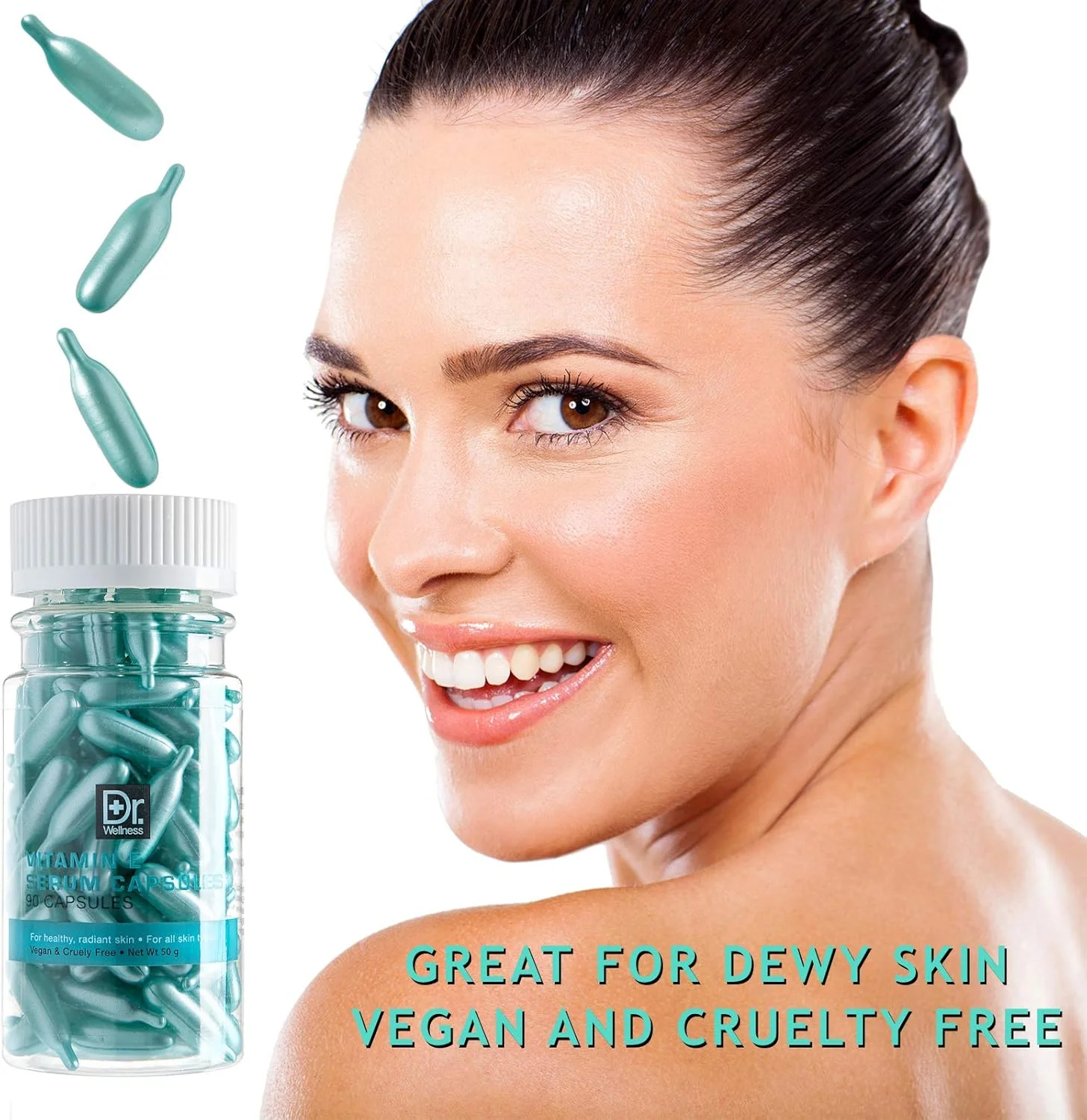 کپسول های سرم مرطوب کننده و ضد پیری دکتر Wellness حاوی ویتامین E، برای پوست درخشان و شاداب، 90 عدد