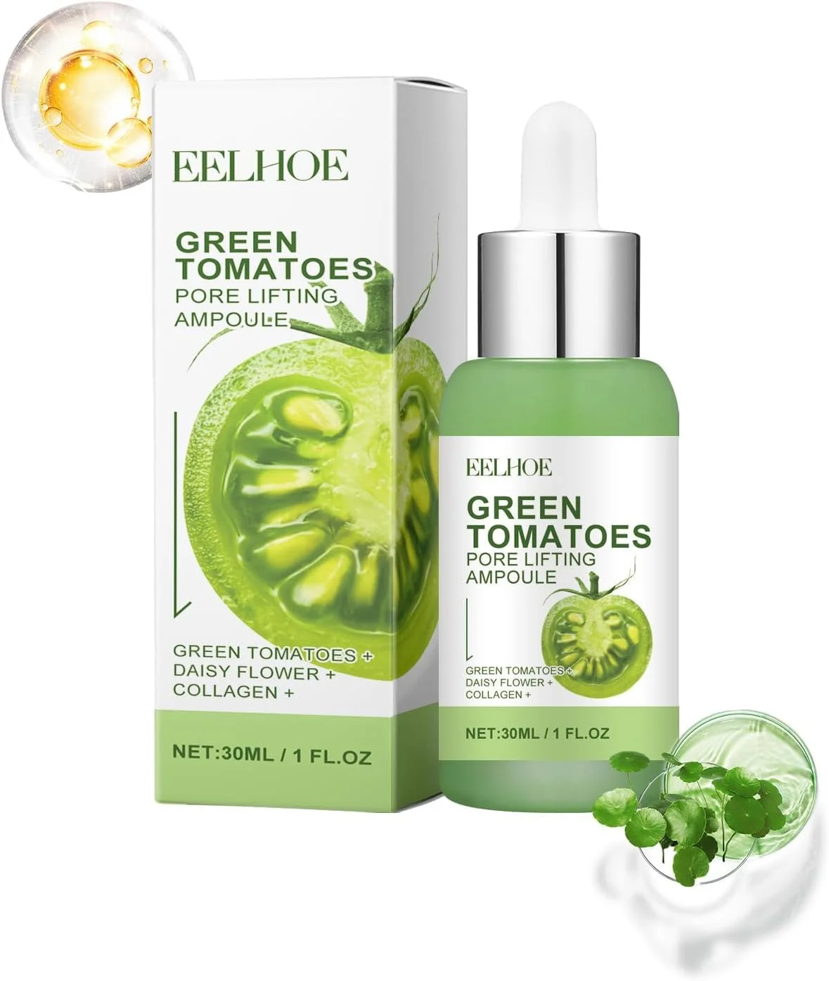 آمپول لیفتینگ منافذ گوجه سبز، سرم کوچک کننده منافذ صورت گوجه سبز، حذف کننده جوش سرسیاه، کوچک کننده منافذ، متعادل کننده پوست و سفت کننده سرم لایه بردار مرطوب کننده برای منافذ شل